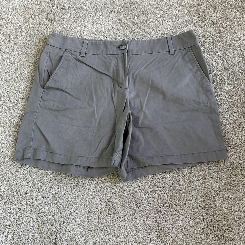 LOFT Chino Shorts Womens 8 Gray Twill 6" Short Zip Pockets Summer Casual